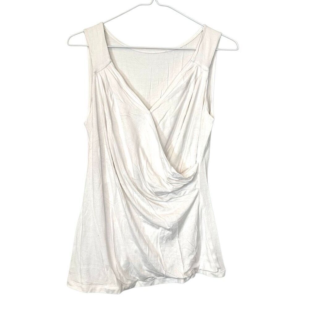 Nordstrom Rack Surplice Faux Wrap Sleeveless Tank Top White Medium